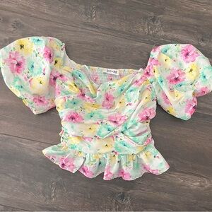 Do+Be Floral Puff Sleeve Top - Multicolor